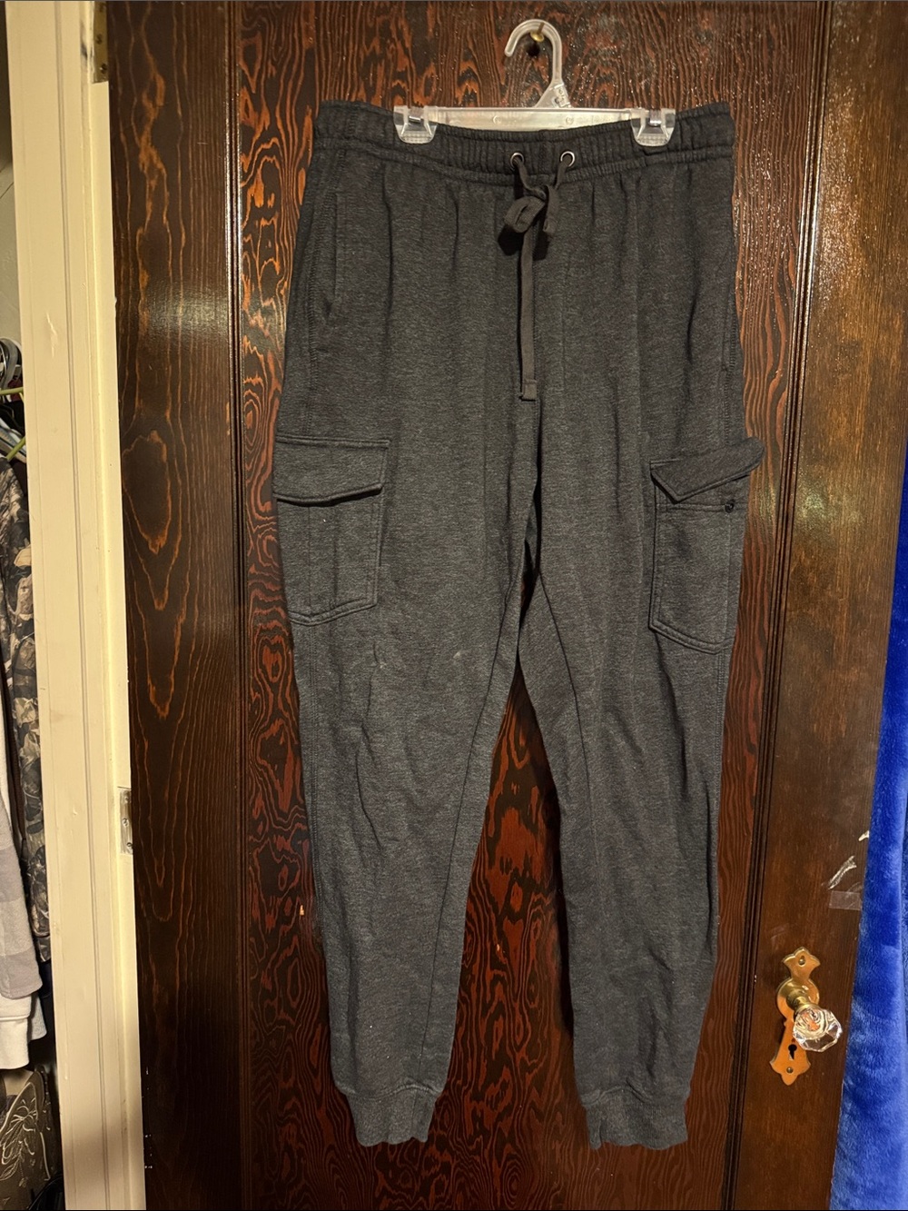 Men's Dark Gray Cargo Jogger Pants - Drawstring Waist